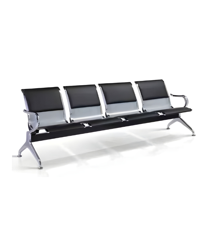 Banquette 4 Places Simili Cuir – Socle Chromé F1102