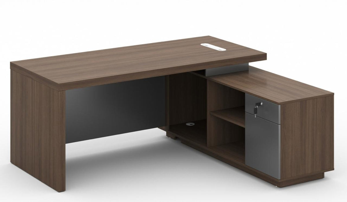 Bureau de Direction Bois Foncé avec Crédence F1317