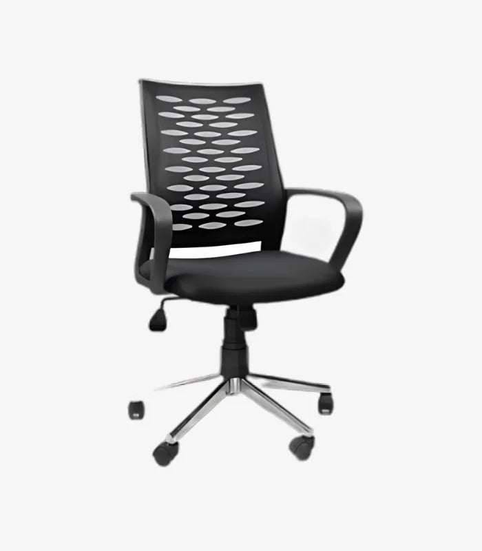 Chaise de bureau opérateur en mesh – Accoudoirs PVC, branche aluminium F1074