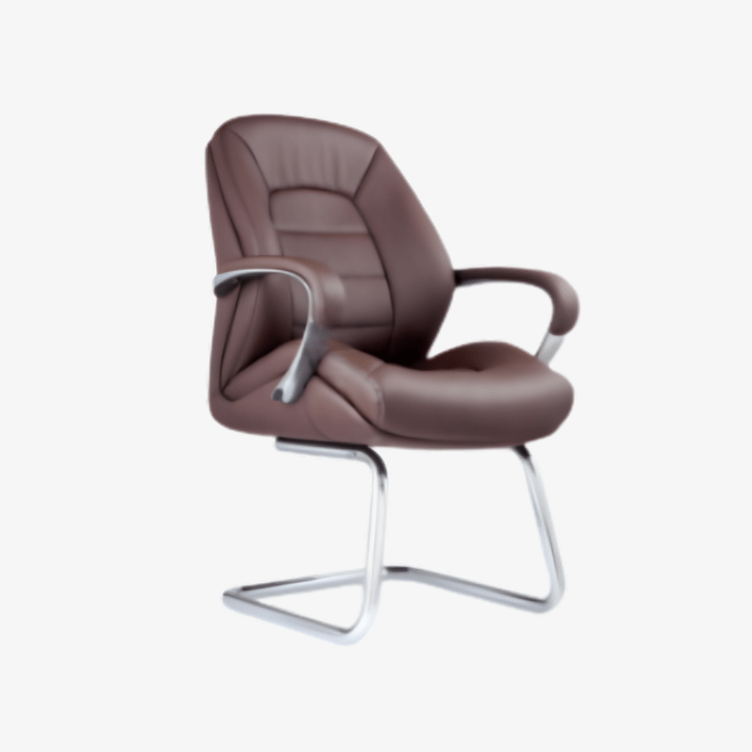Chaise visiteur moderne en cuir marron F1087