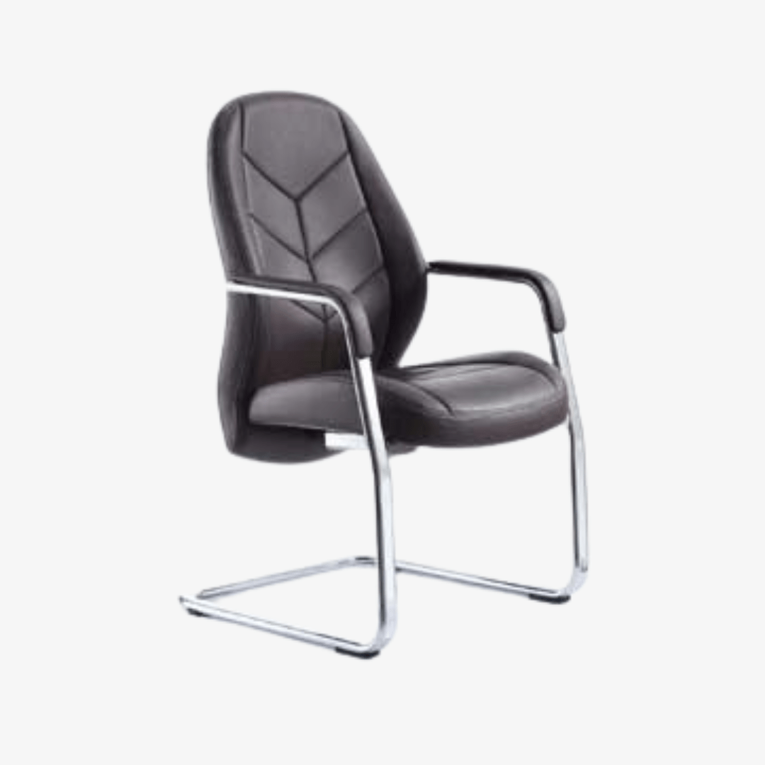 Fauteuil visiteur en cuir noir F1089
