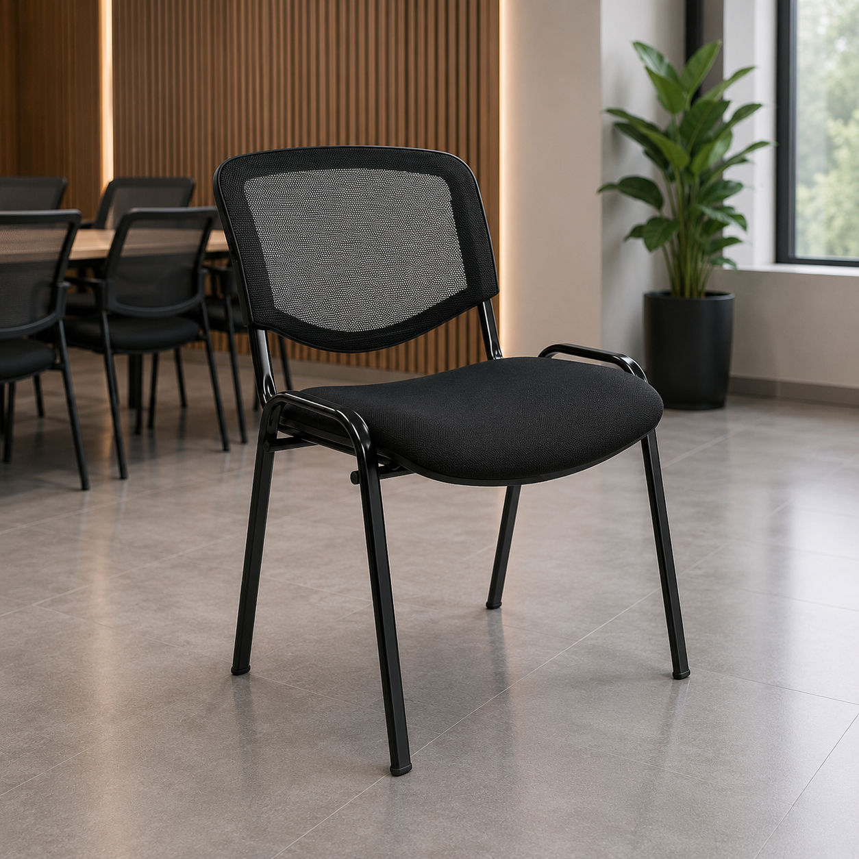 Chaise Visiteur en Maille Noire F1236