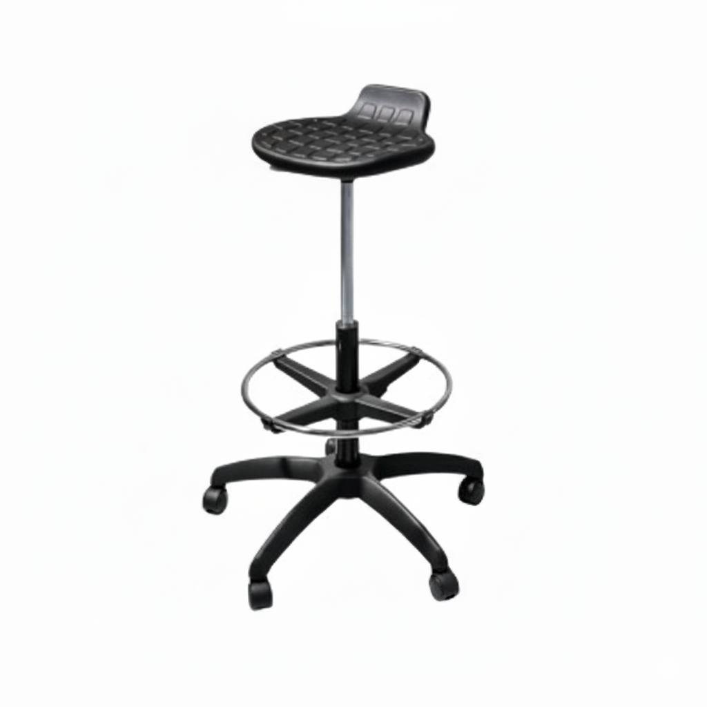 Tabouret Tulipe Polyuréthane Noir – Repose-Pieds Circulaire F1116