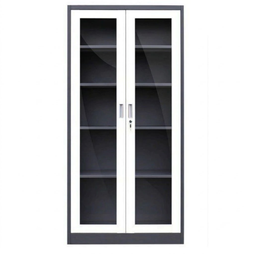 Armoire métallique 2 portes vitrées F1187 185x90x40 cm – rangement bureau professionnel Maroc