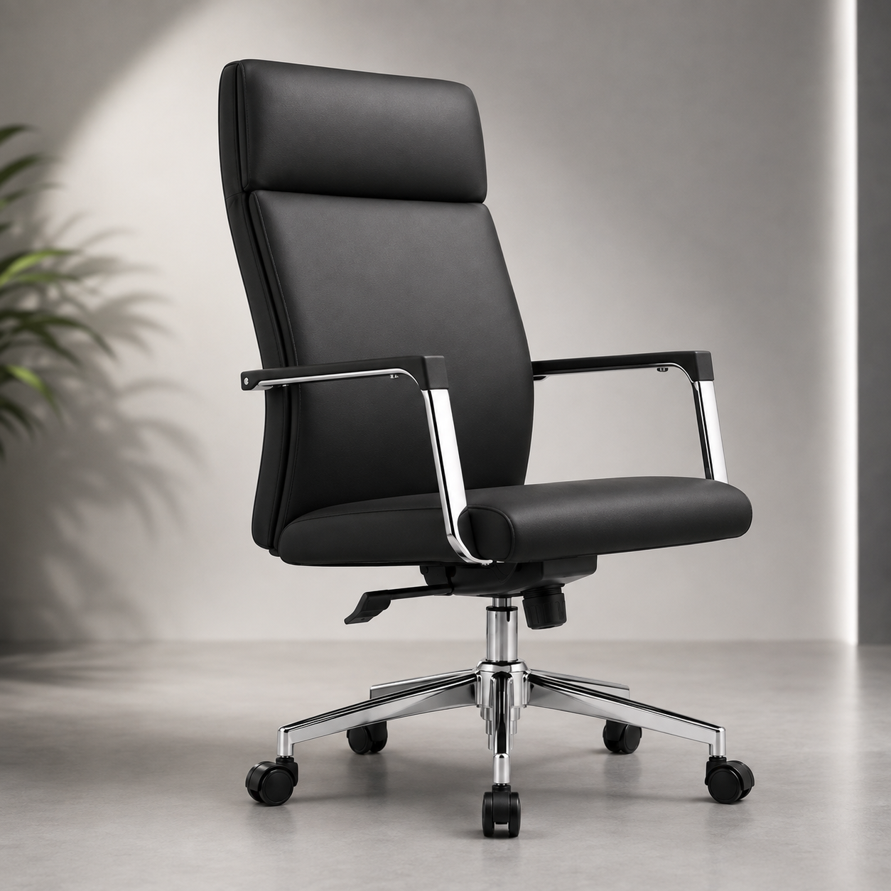 Chaise président F1230 cuir noir premium - fauteuil de direction luxe