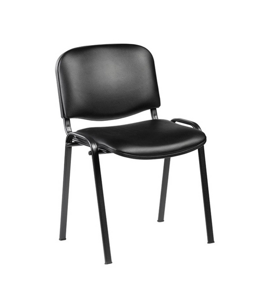 Chaise ISO en similicuir noir pieds noirs F1090
