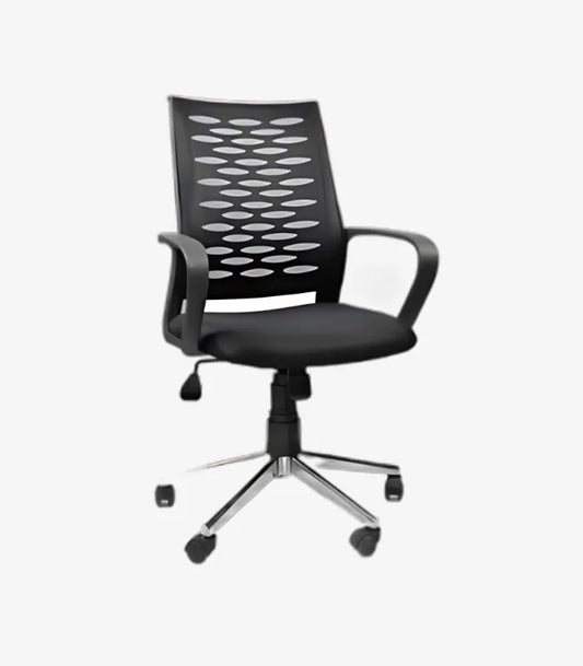 Chaise de bureau opérateur en mesh – Accoudoirs PVC, branche aluminium F1074