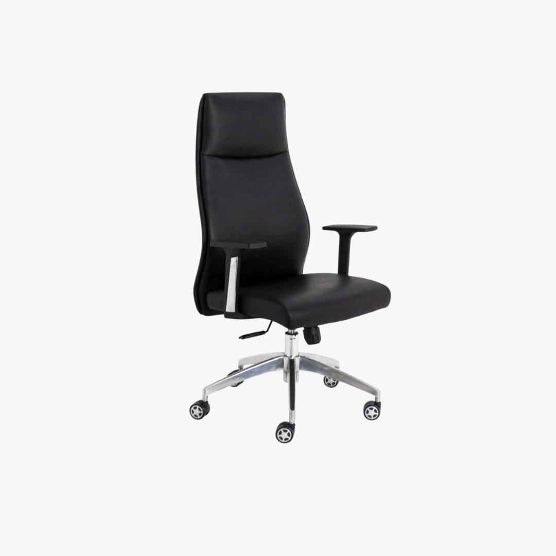 Fauteuil de direction ergonomique en similicuir noir accoudoir réglable