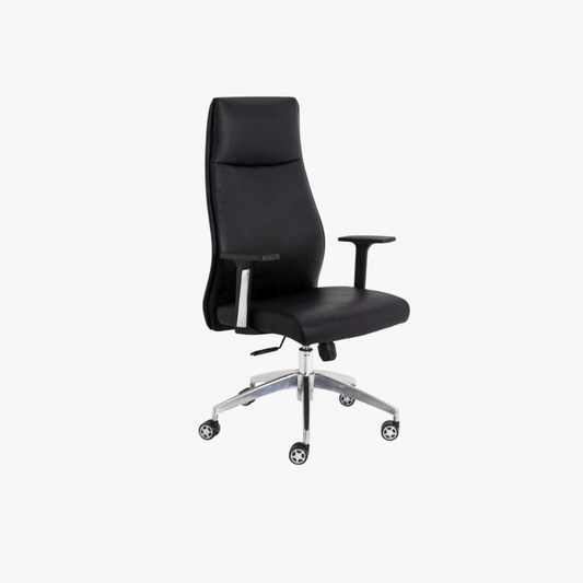 Fauteuil de direction ergonomique en similicuir noir accoudoir réglable