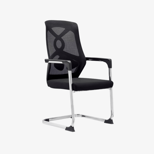 Chaise visiteur en mesh design X luge chromée F1088