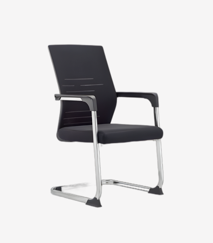 Chaise visiteur en mesh et luge chromée F1086