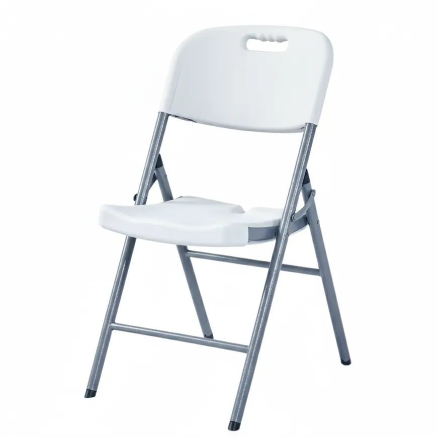 Chaise pliable en plastique blanc structure métallique F1092