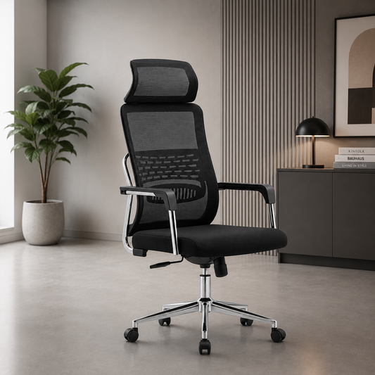 Chaise de bureau ergonomique en mesh avec appui-tête F1066