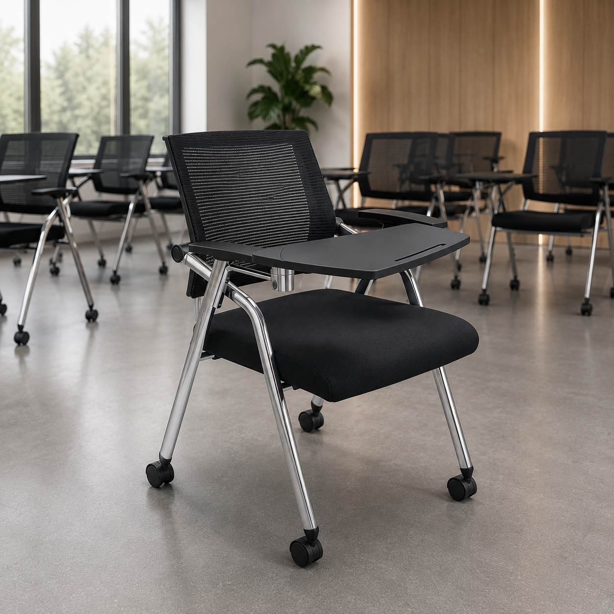 Chaise de Formation Ergonomique avec Tablette et Roulettes F1235