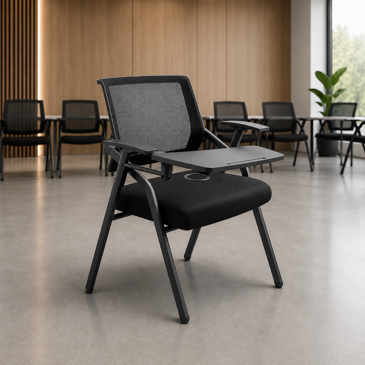 Chaise de Conférence Noire avec Tablette Intégrée F1234