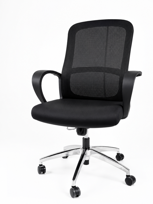 Chaise opérateur socle aluminium F1190 – siège bureau ergonomique mesh noir Maroc