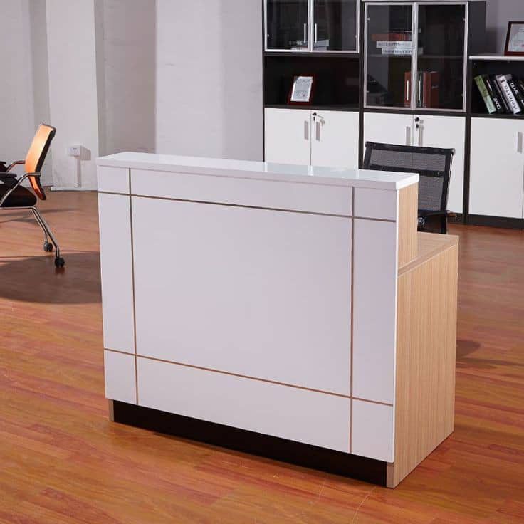 Comptoir d'Accueil Moderne avec Plateau Finition Blanche F1048