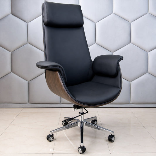 Fauteuil de Direction Luxe en Similicuir Noir F1225