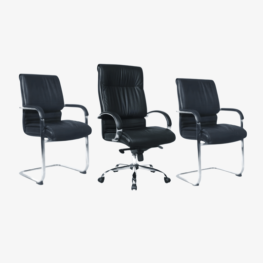 Ensemble Fauteuil Simili Cuir Noir Design Moderne F1125