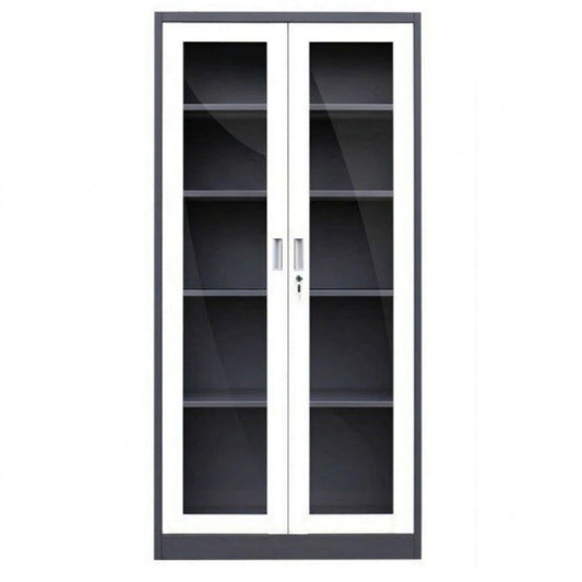 Armoire métallique 2 portes vitrées F1187 185x90x40 cm – rangement bureau professionnel Maroc