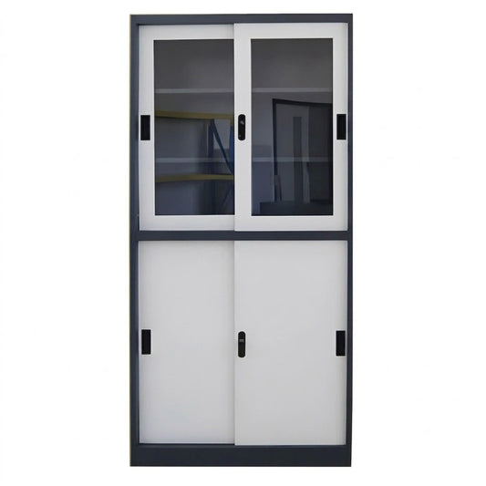 Armoire métallique portes coulissantes vitrées F1188 – rangement bureau professionnel Maroc