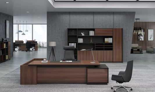 Bureau Direction Moderne Bois Noyer | Design Élégant Professionnel F1019