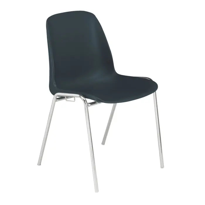Chaise polyvalente en polypropylène noir piétement chromé F1094