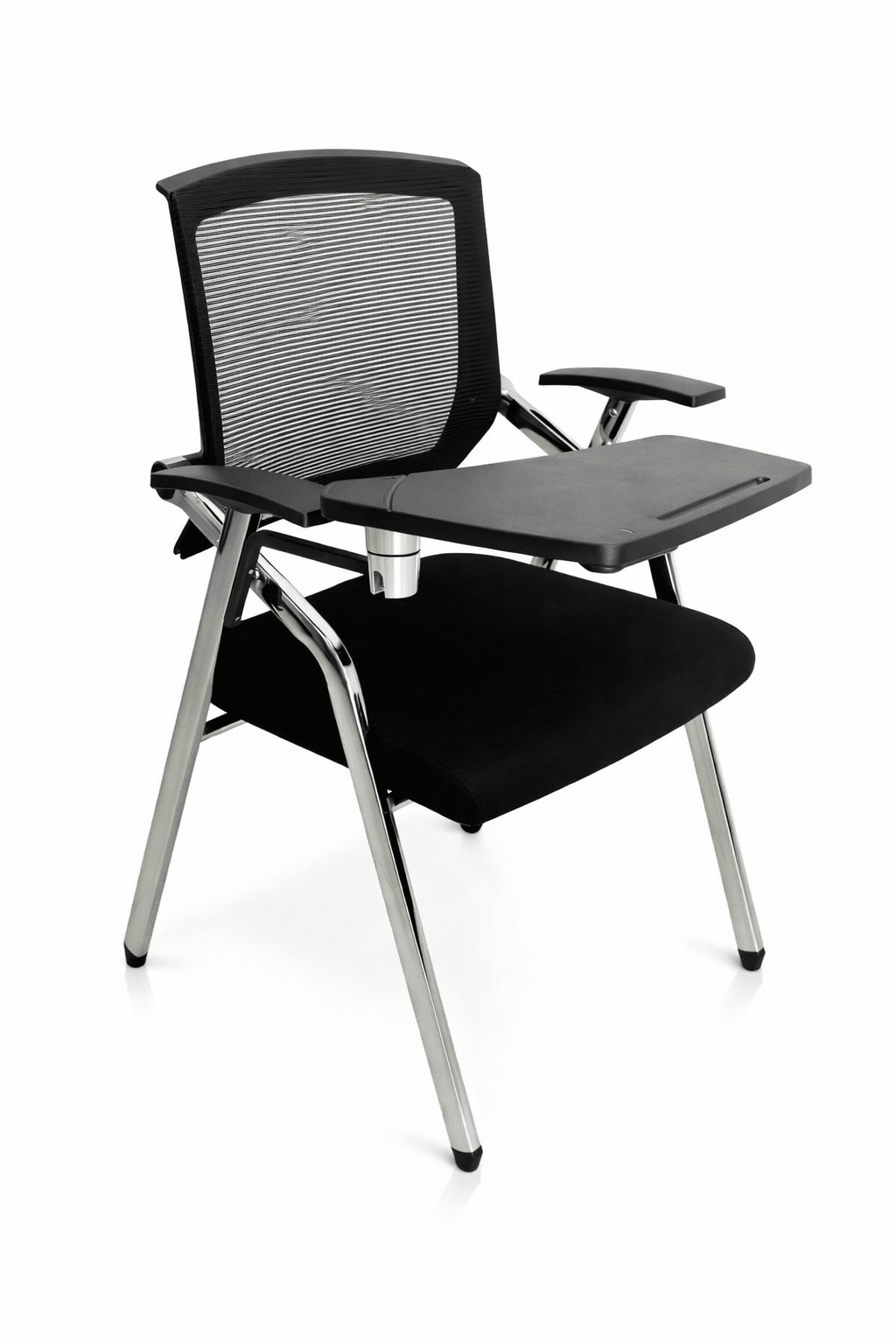 Chaise de formation avec tablette écritoire dossier mesh assise tissu noir F1093