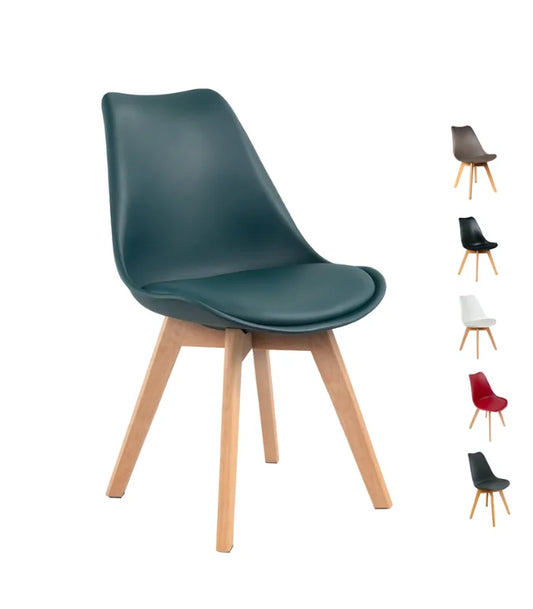 Chaise scandinave avec coussin piétement bois naturel F1097