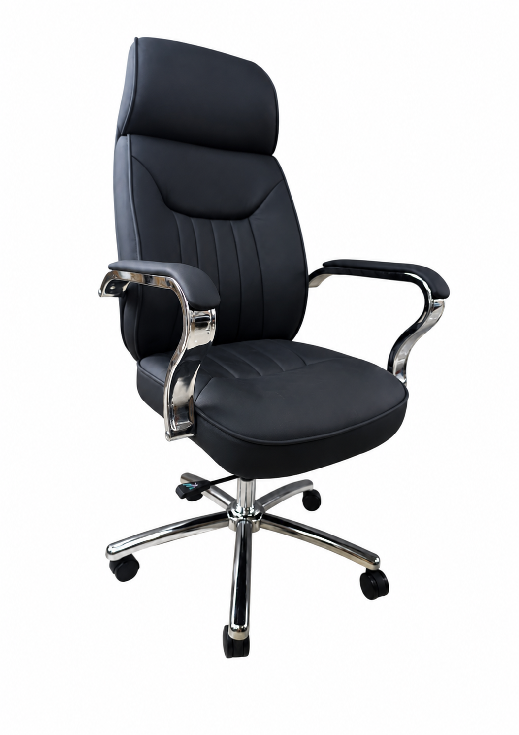 Fauteuil de Direction Executive Premium F1222 – Appui-Tête Cuir Noir Base Chromée