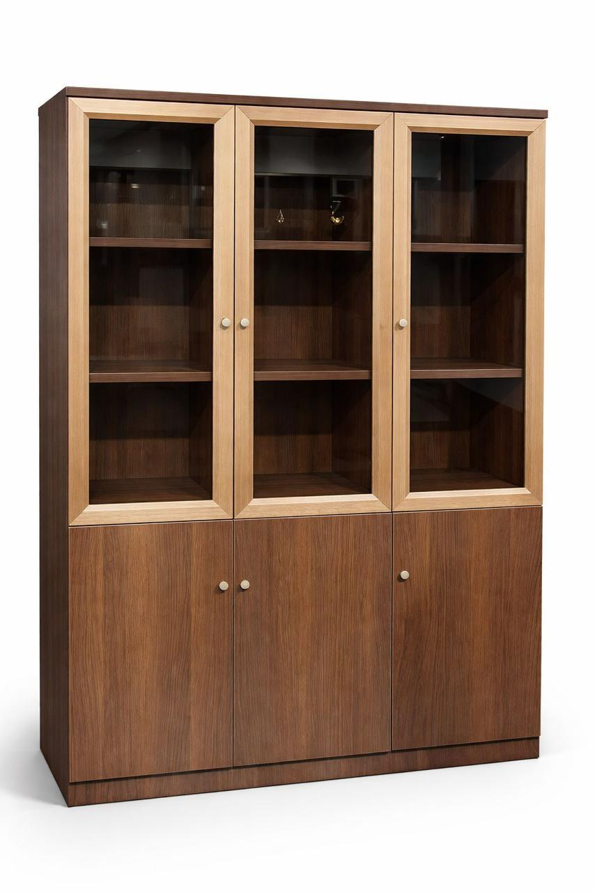 Bibliothèque professionnelle en bois F1194 – 3 portes vitrées et 3 portes pleines – rangement bureau Maroc | Almas Mobilier