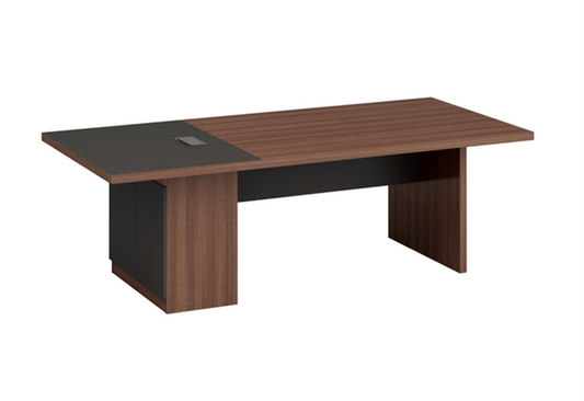 Table de réunion prestige F1201 bicolore bois noyer et anthracite mat – salle de réunion professionnelle Maroc | Almas Mobilier