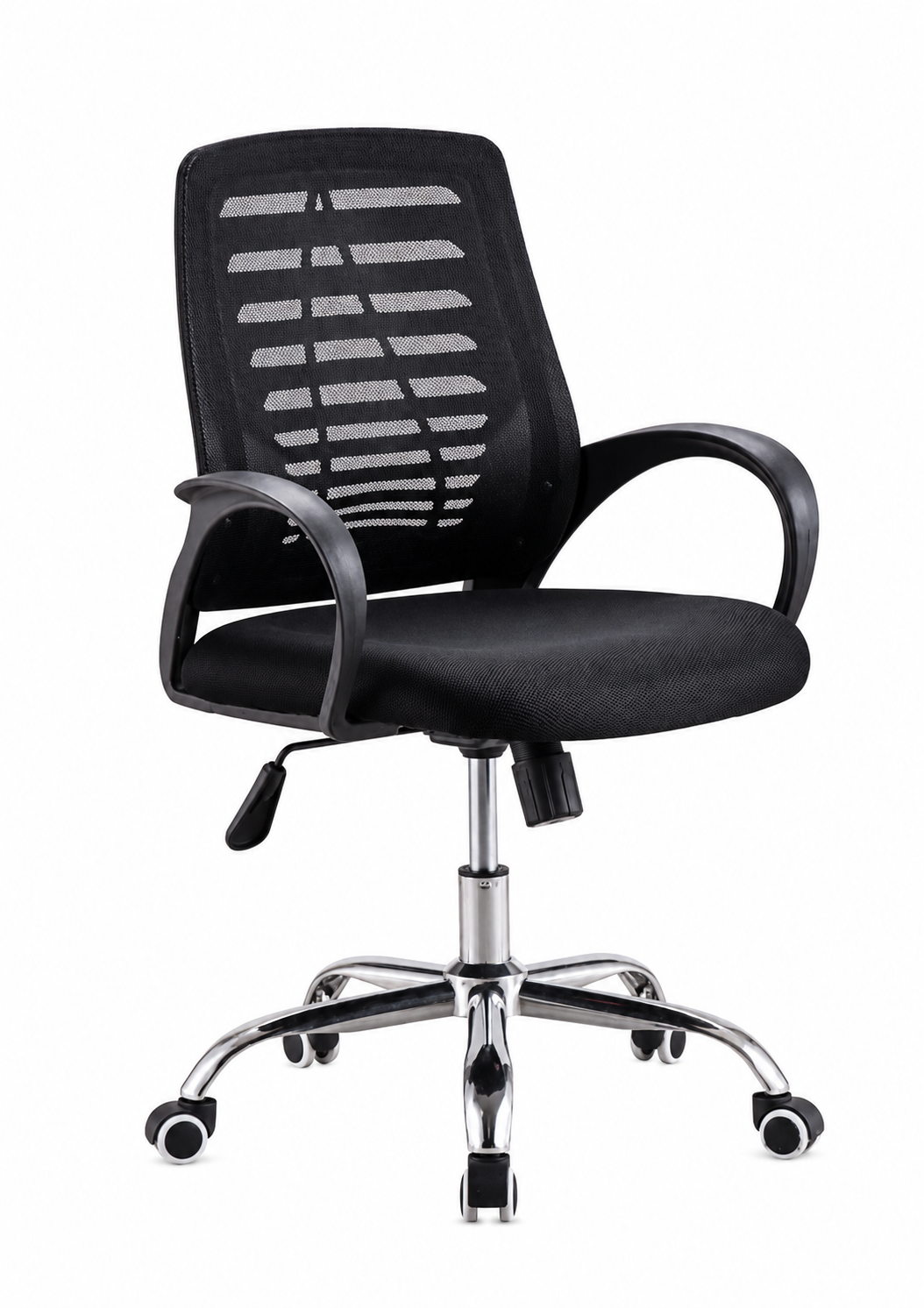 Chaise Opérateur Mesh Noir F1219B – Vue 3/4 Dossier Filet Ergonomique