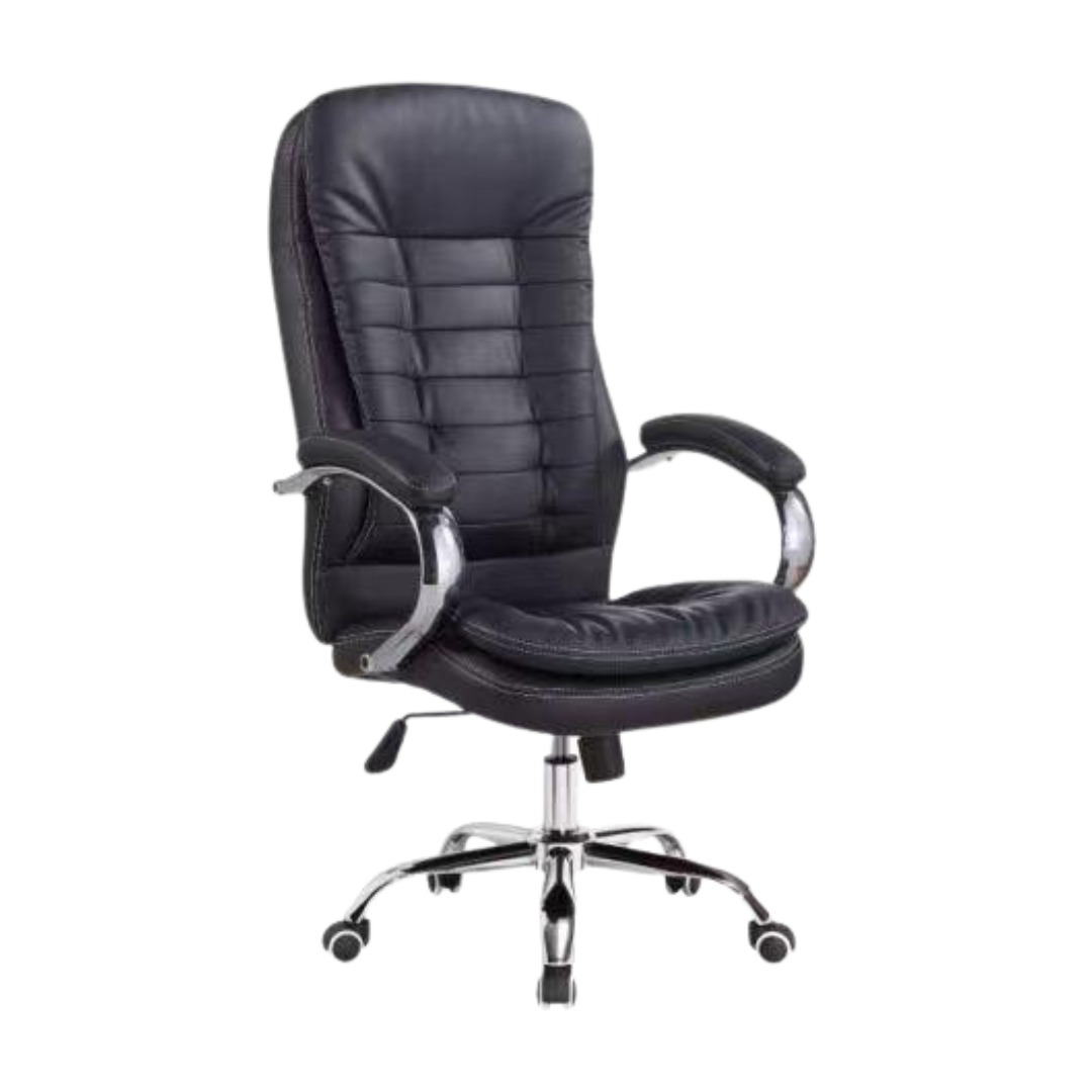 Fauteuil Président Exécutif en Cuir Noir F1215 – Siège de Direction Ergonomique