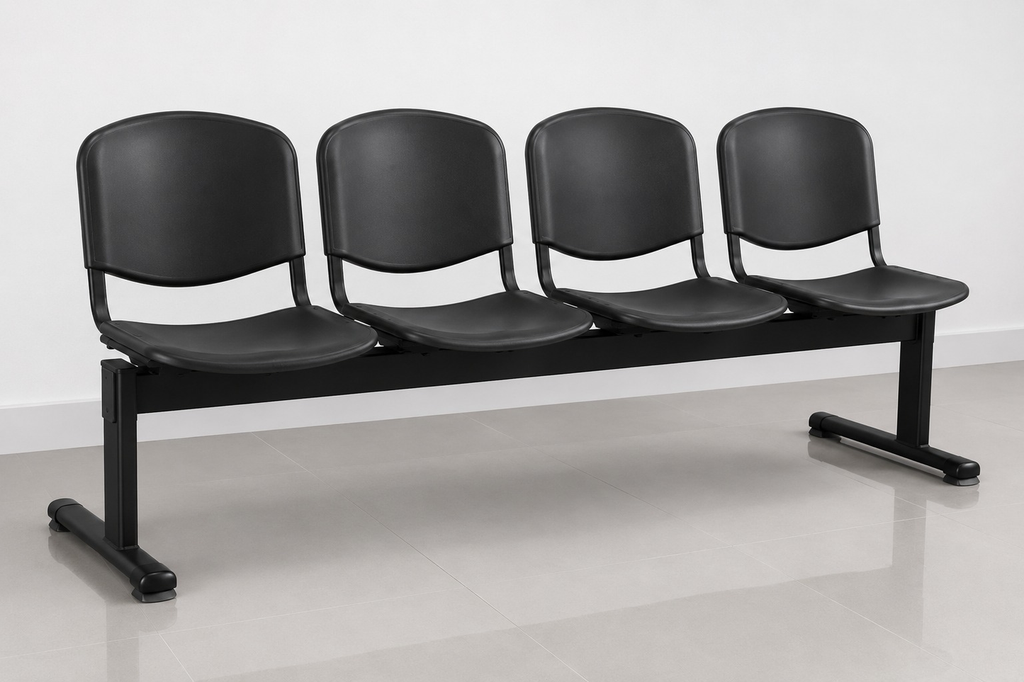 Banquette d'accueil 4 places noire structure métallique pour salle d'attente bureau Maroc